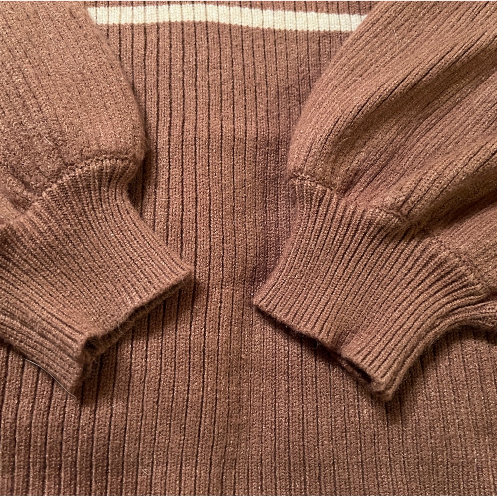 Gilli Women’s Sweater Plus Brown Tan Stripe Cropped Women's 2X EUC - Picture 9 of 11